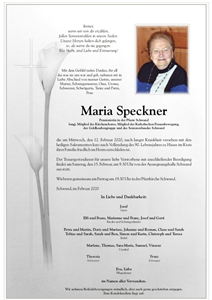 Maria-Speckner, 2020